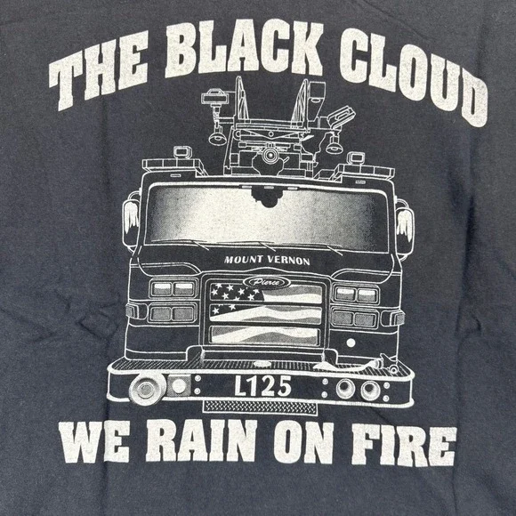 VTG Gildan MVFD Station 2 A Shift Black Cloud Firefighter Graphic T-Shirt  XL - Picture 7 of 7